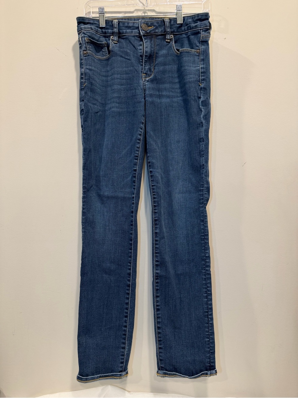 American Eagle Outfitters Women's Straight-Leg Skinny Jeans - Blue Wash 8Regular